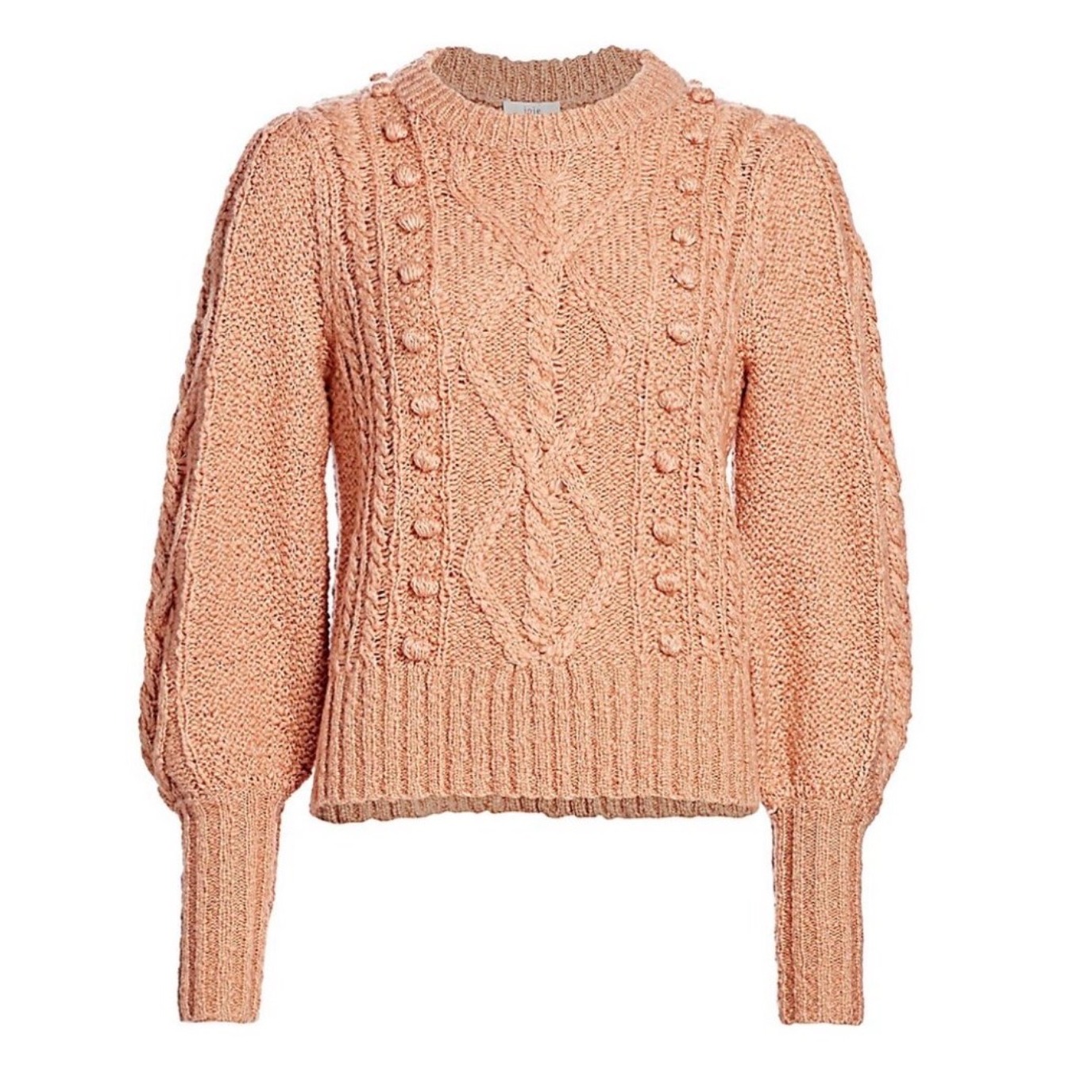 New! Joie Bia Cable-Knit Puff-Sleeve Sweater In Ginger Sz Small $348
